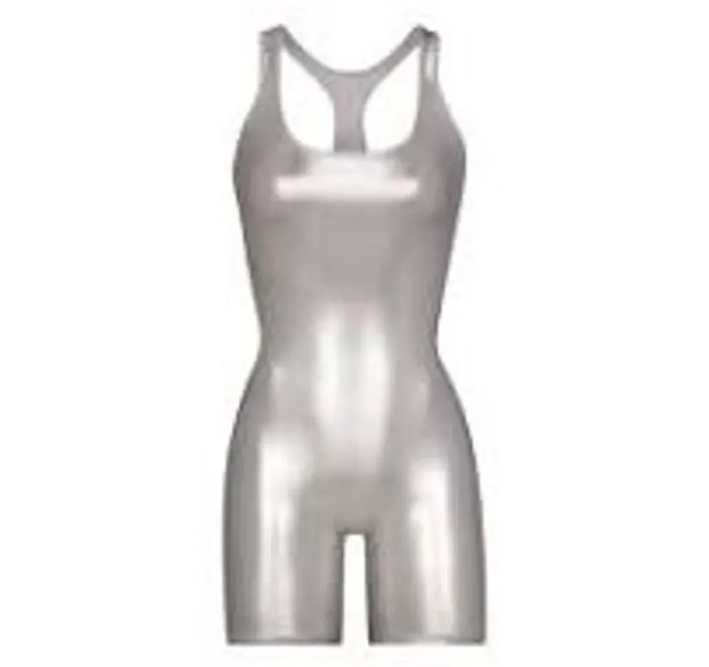 Skims Metallic Silver Racerback Cycle Suit Size 4X New with tags